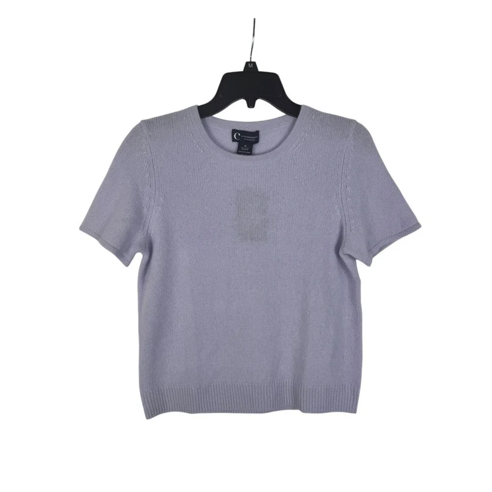 C by Bloomingdale's Serenity Blue 100% Cashmere‎ Short Sleeve Sweater XS